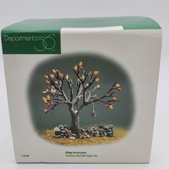 Dept 56 Fieldstone Wall with Apple Tree Fall Autumn Village Accessory - Picture 8 of 8
